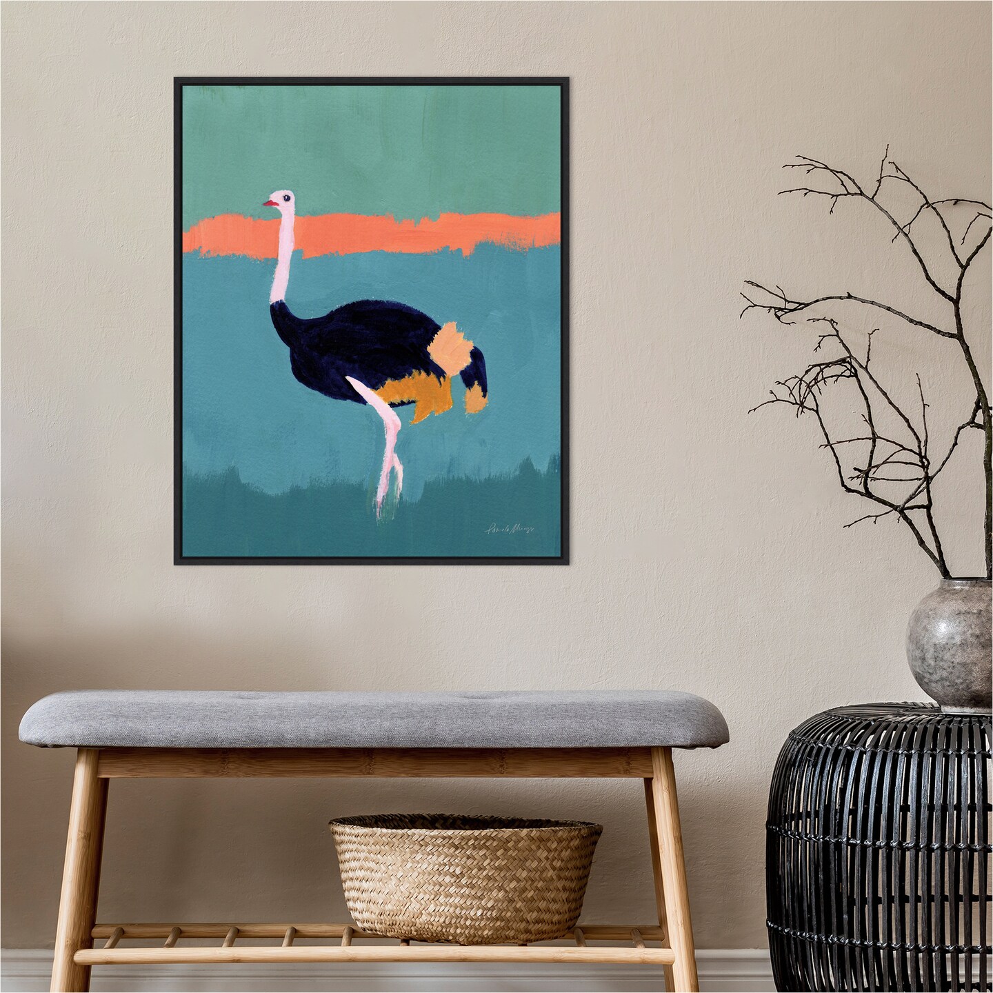 Ostrich by Pamela Munger Canvas Wall Art Print Framed