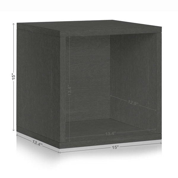 Dylan Single Cube Vinyl Record Storage, Charcoal Black