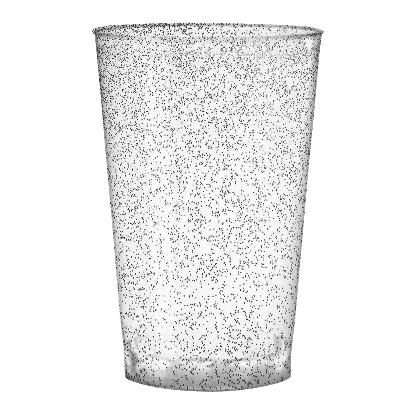 240 Cups, 12 oz. Clear with Silver Glitter Round Disposable Plastic Tumblers