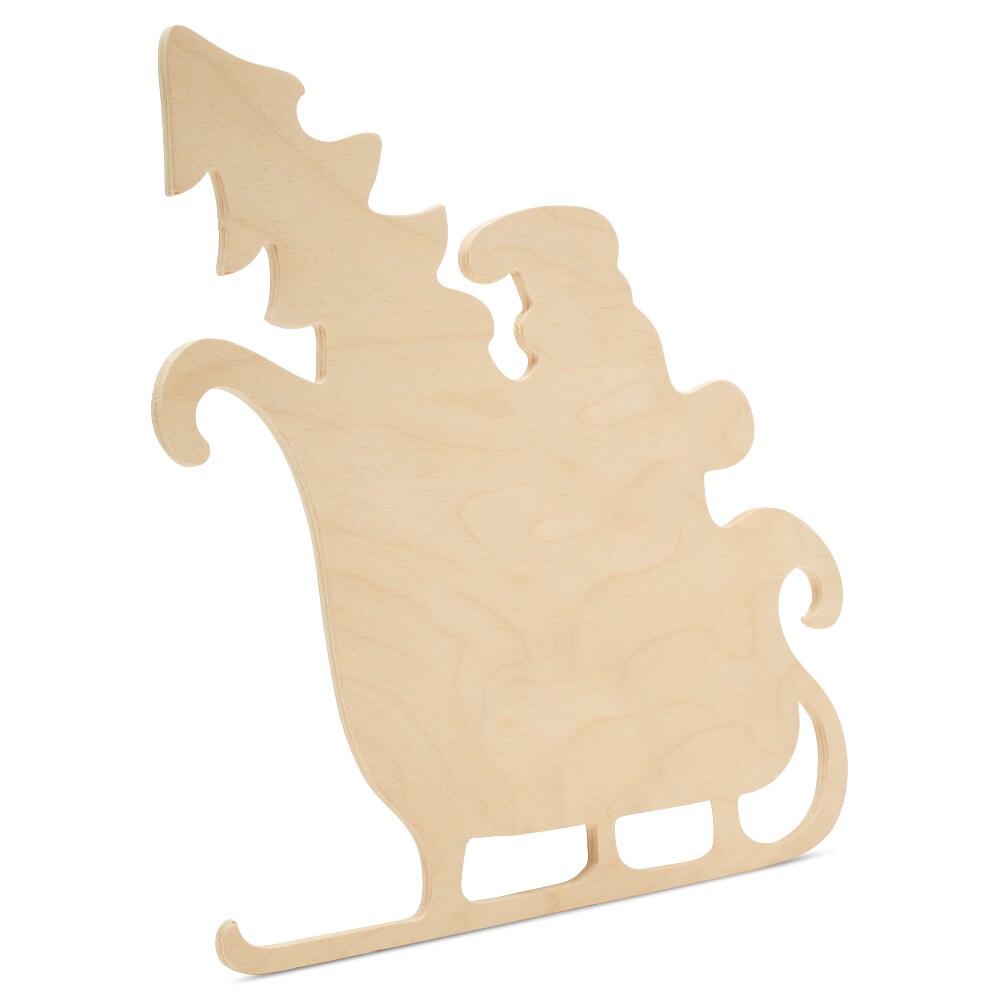 Wood Sleigh Cutout,, Multiple Sizes Available, Unfinished Christmas Sleigh for DIY Decor | Woodpeckers