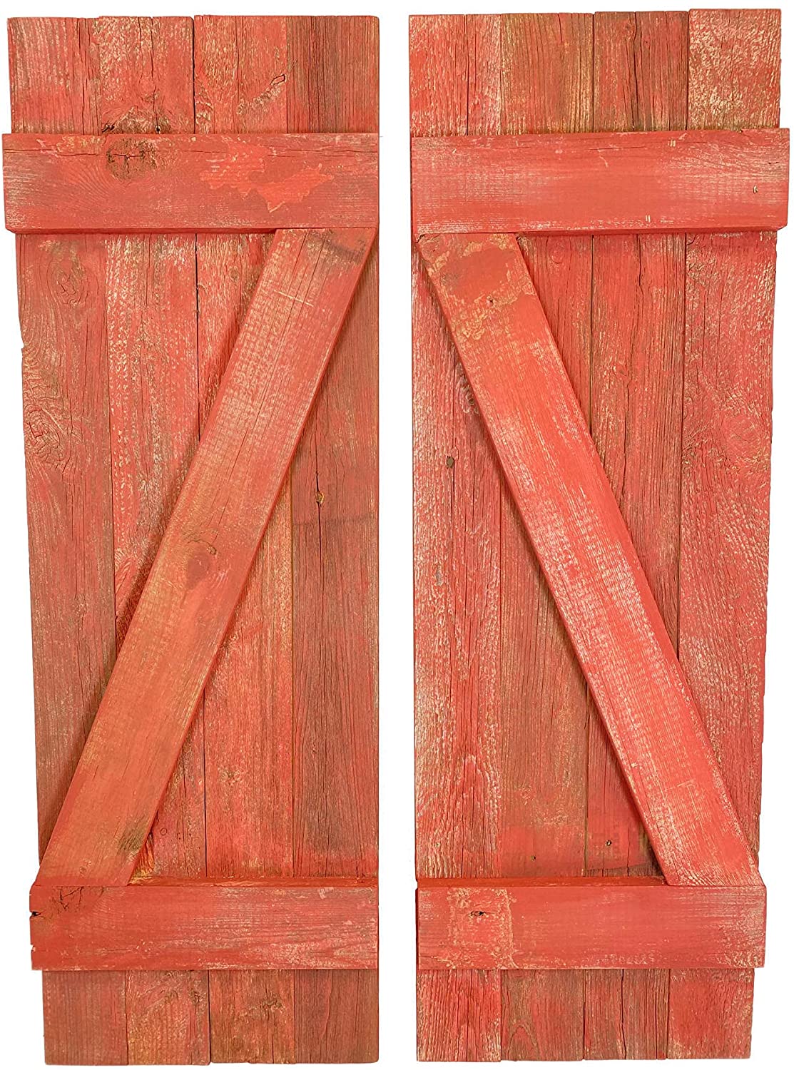 Rustic Farmhouse 36 in. x 12 in. Reclaimed Wood Decorative Shutters (Set of 2)