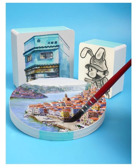 BAOHONG Academy Watercolor Paper 10x10cm, 100% Cotton, 140lb/300gsm, Textured Cold Press 80 sheets