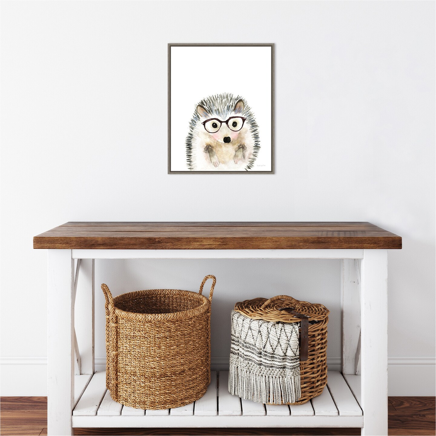 Hedgehog in Glasses by Mercedes Lopez Charro Canvas Wall Art Print Framed