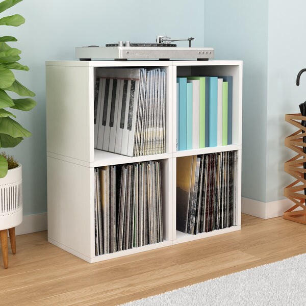 Presley Double Cube Vinyl Record Storage, White