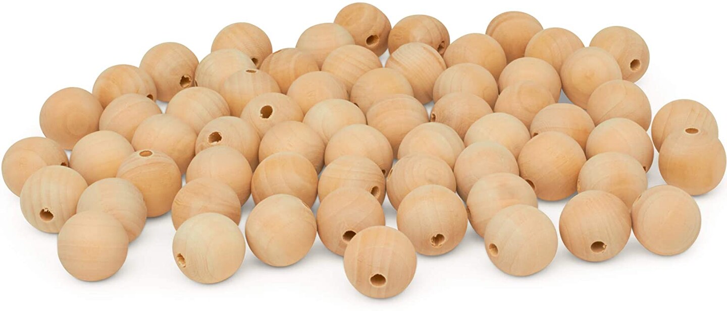 Unfinished Wooden Ball Beads, Multiple Sizes Woodpeckers Wood Beads
