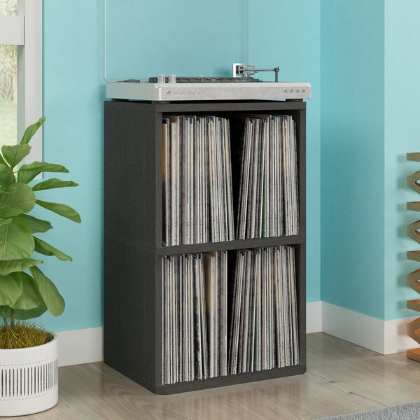Marley 2-Shelf Vinyl Record Storage, Charcoal Black