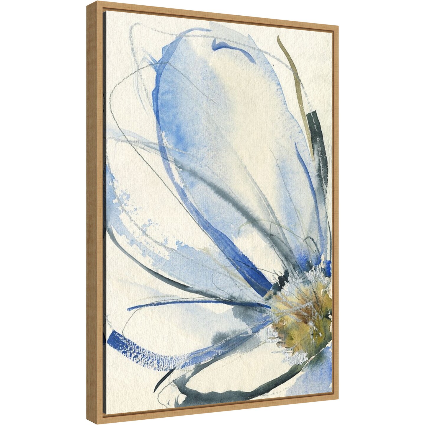 Cobalt Petals I by Jennifer Goldberger Canvas Wall Art Print Framed