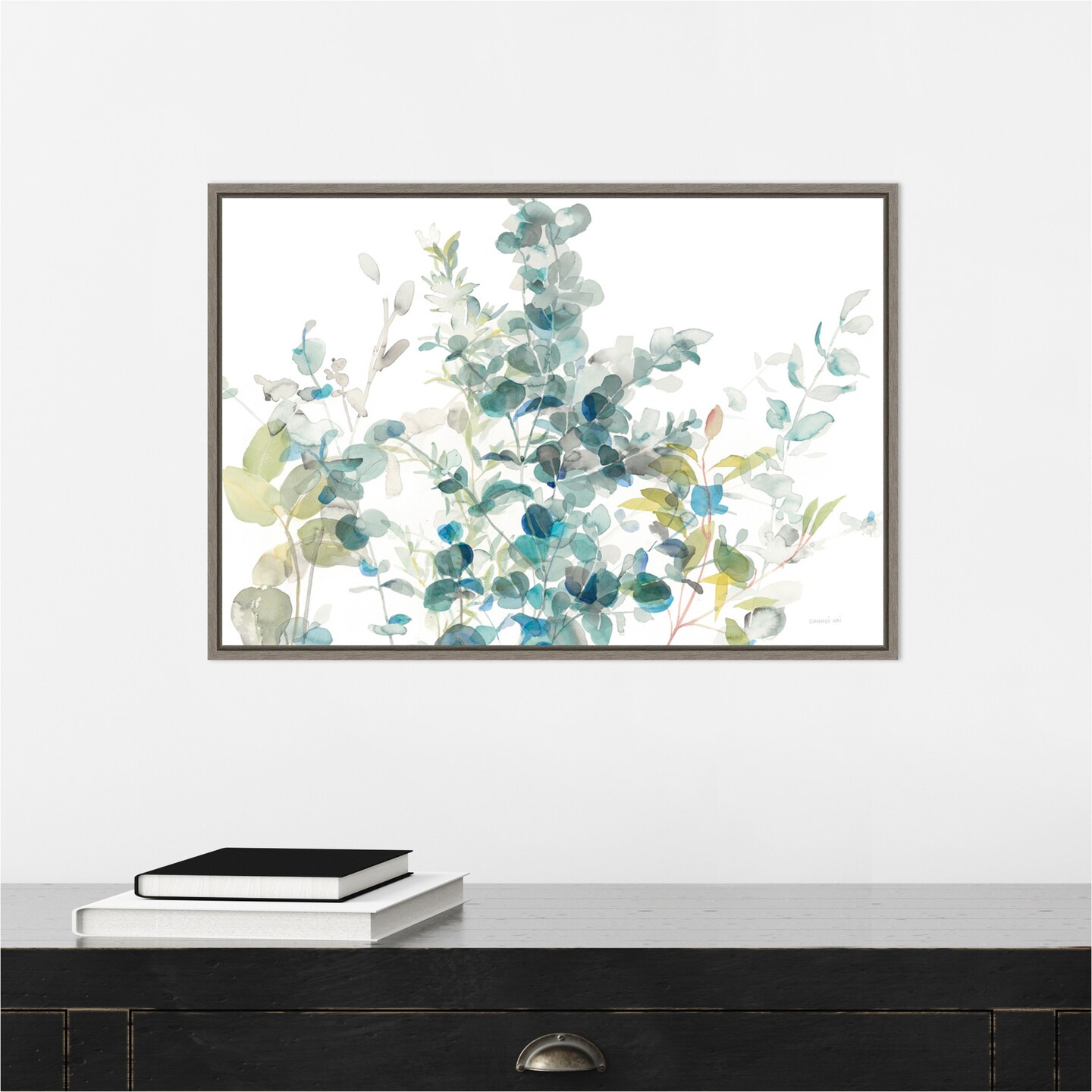 Eucalyptus I White Crop by Danhui Nai Canvas Wall Art Print Framed