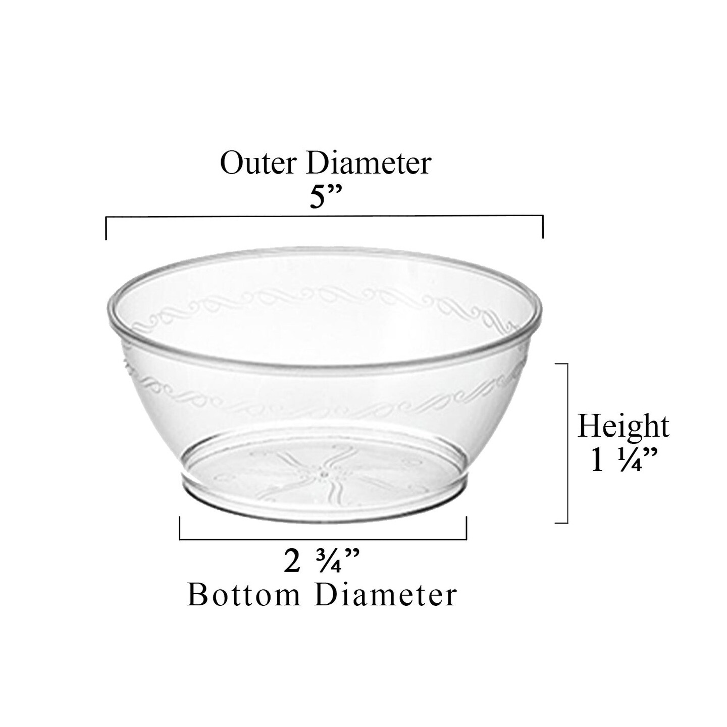 6 oz. Clear Floral Round Disposable Plastic Dessert Bowls