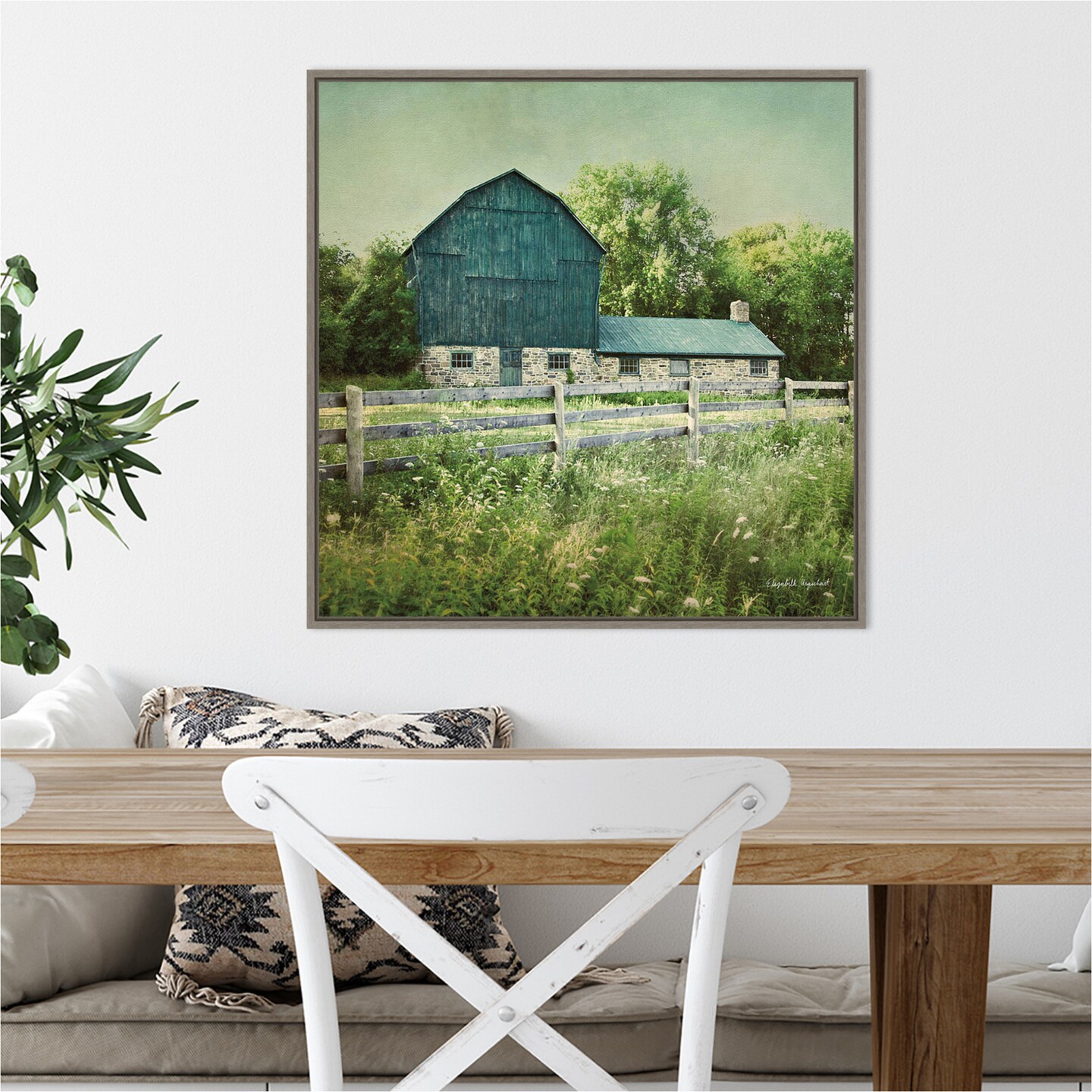 Blissful Country III (Barn) by Elizabeth Urquhart Canvas Wall Art Print Framed