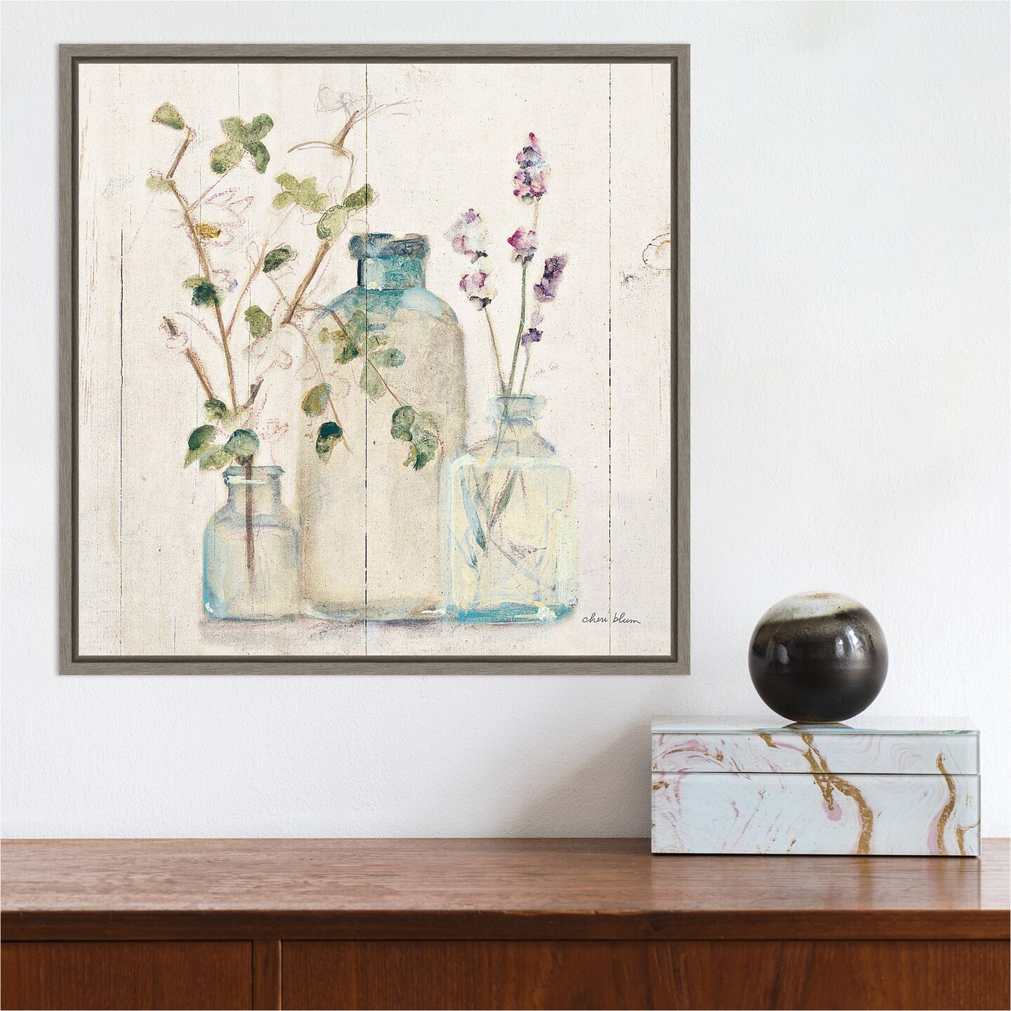 Blossoms on Birch V by Cheri Blum Canvas Wall Art Print Framed