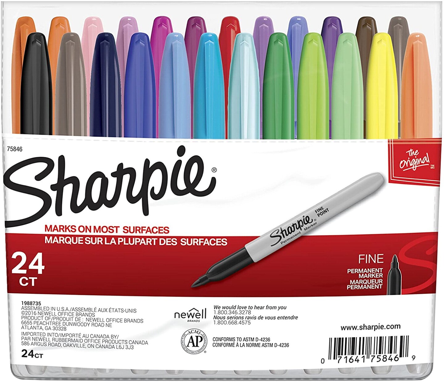 6PCS/LOT Sharpie 32700 Series Retractable Permanent Markers, 1-2mm Point, Black, Red, Blue,Permanent Ink Marks