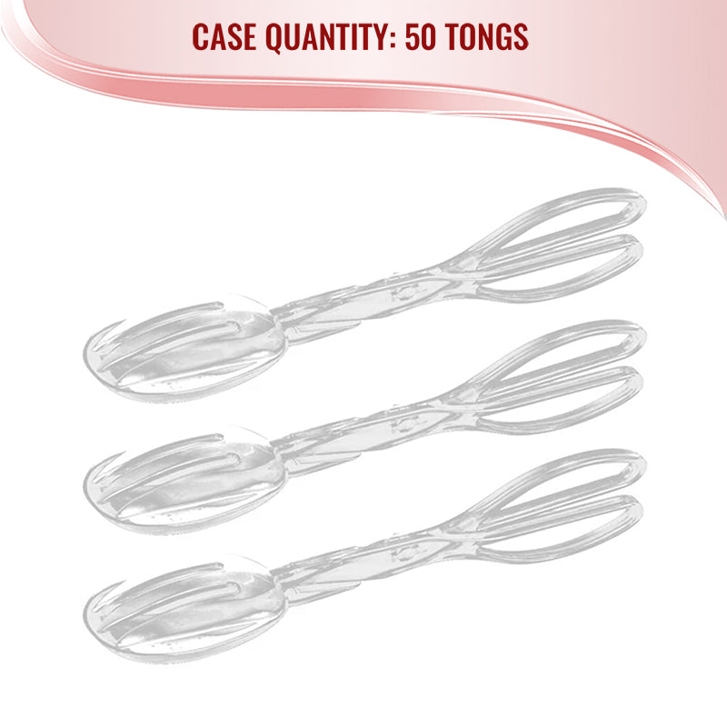 Clear Disposable Plastic Serving Salad Scissor Tongs (50 Tongs)