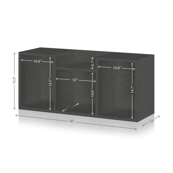 Stacking 3 Cubby Storage Unit, Charcoal Black