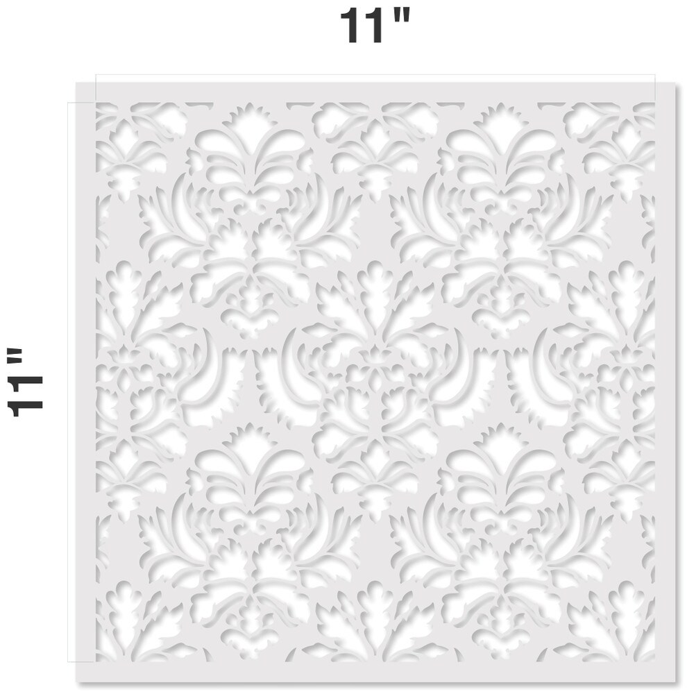 Damask All Over Embossing 12 x 12 Stencil | FS075 by Designer Stencils | Pattern Stencils | Reusable Stencils for Painting on Wood, Wall, Tile, Canvas, Paper, Fabric, Furniture, Floor | Try Instead of a Wallpaper | Easy to Use &#x26; Clean