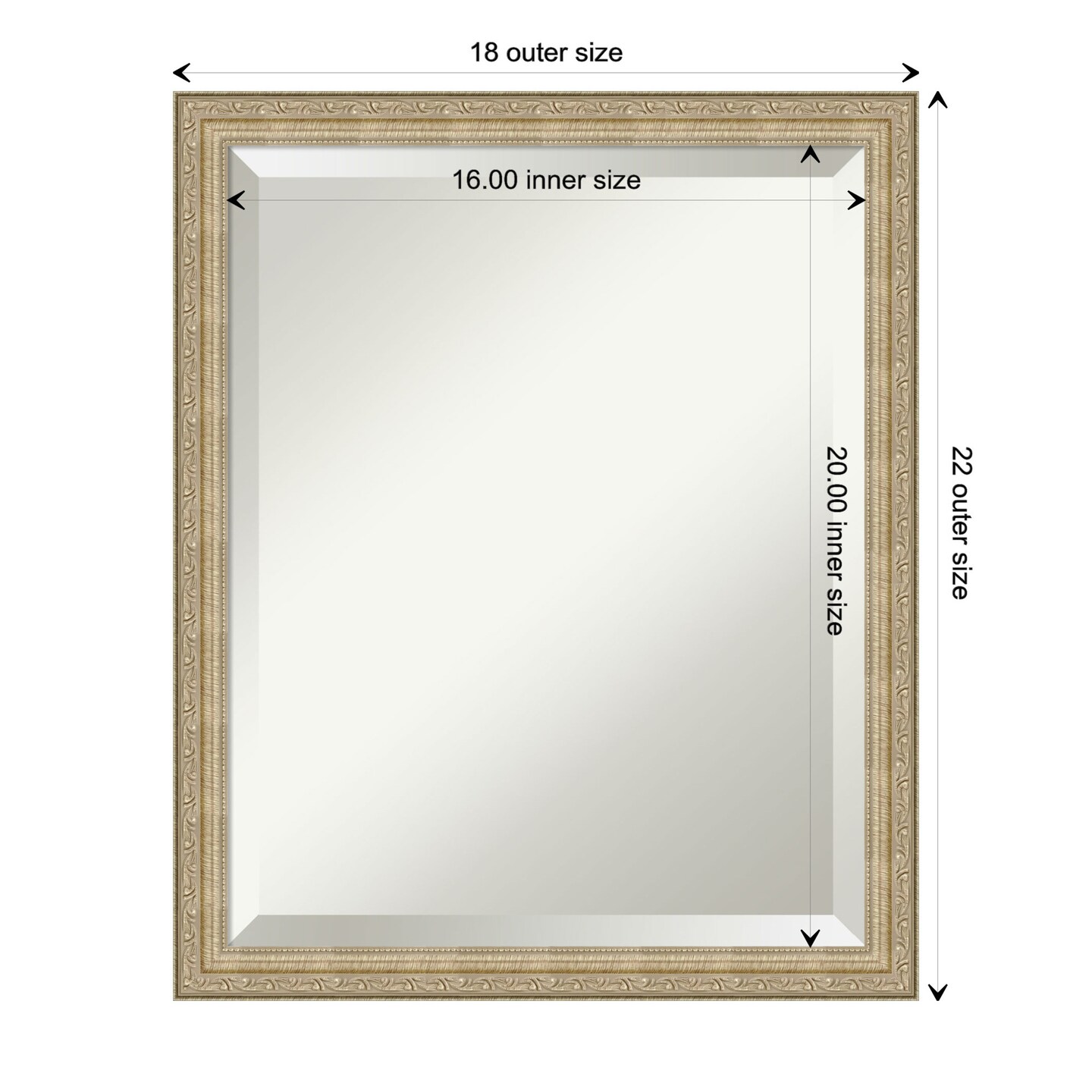 Beveled Bathroom Wall Mirror, Paris Champagne Frame
