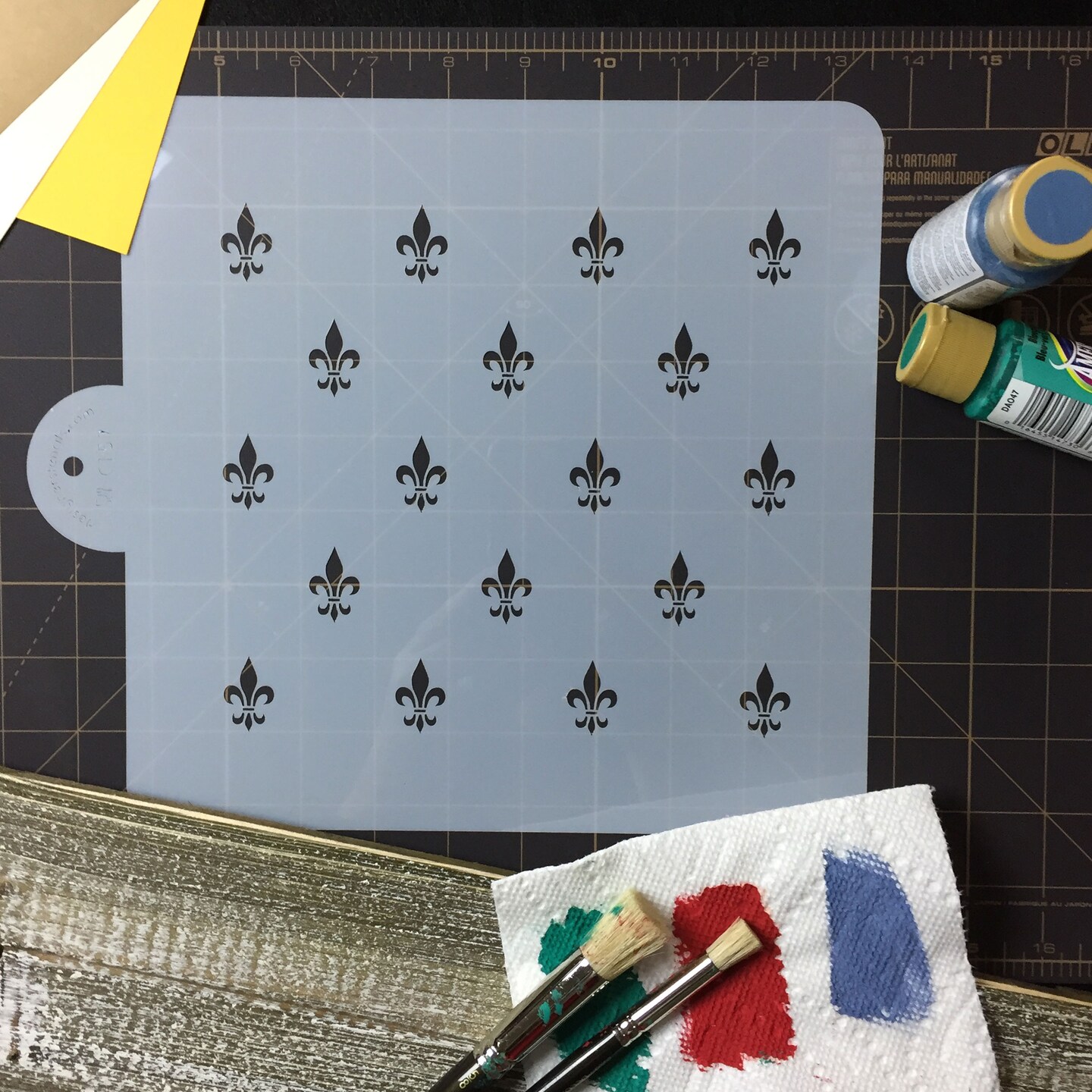 Fleur De Lis Miniprint Cake Stencil | C157 by Designer Stencils | Cake Decorating Tools | Baking Stencils for Royal Icing, Airbrush, Dusting Powder | Reusable Plastic Food Grade Stencil for Cakes | Easy to Use &#x26; Clean Cake Stencil
