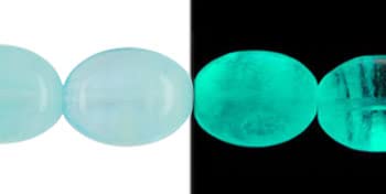 Glow in the Dark Aquamarine Oval Czech Glass Beads