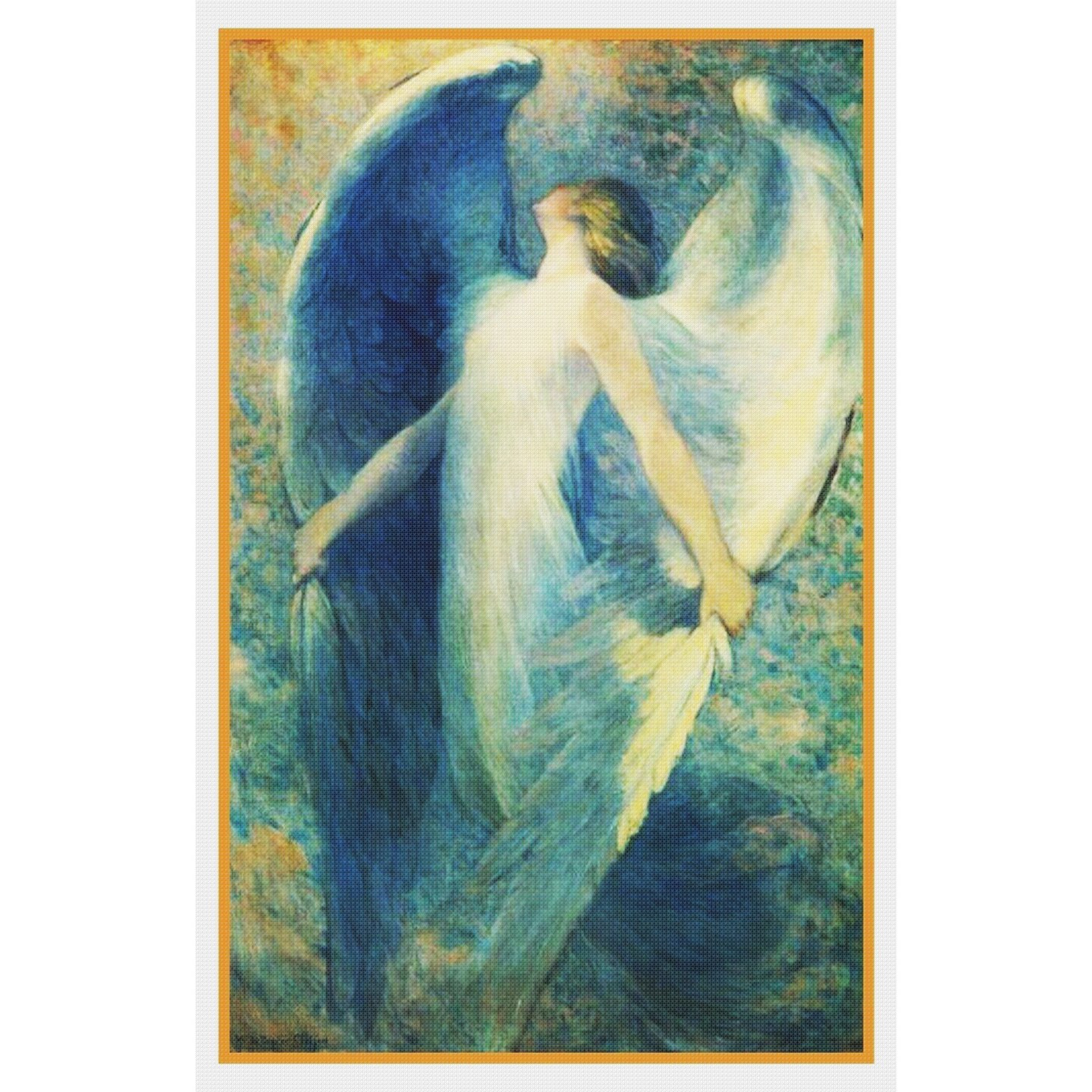 American Painter Closson Blue Angel Counted Cross Stitch Chart Pattern