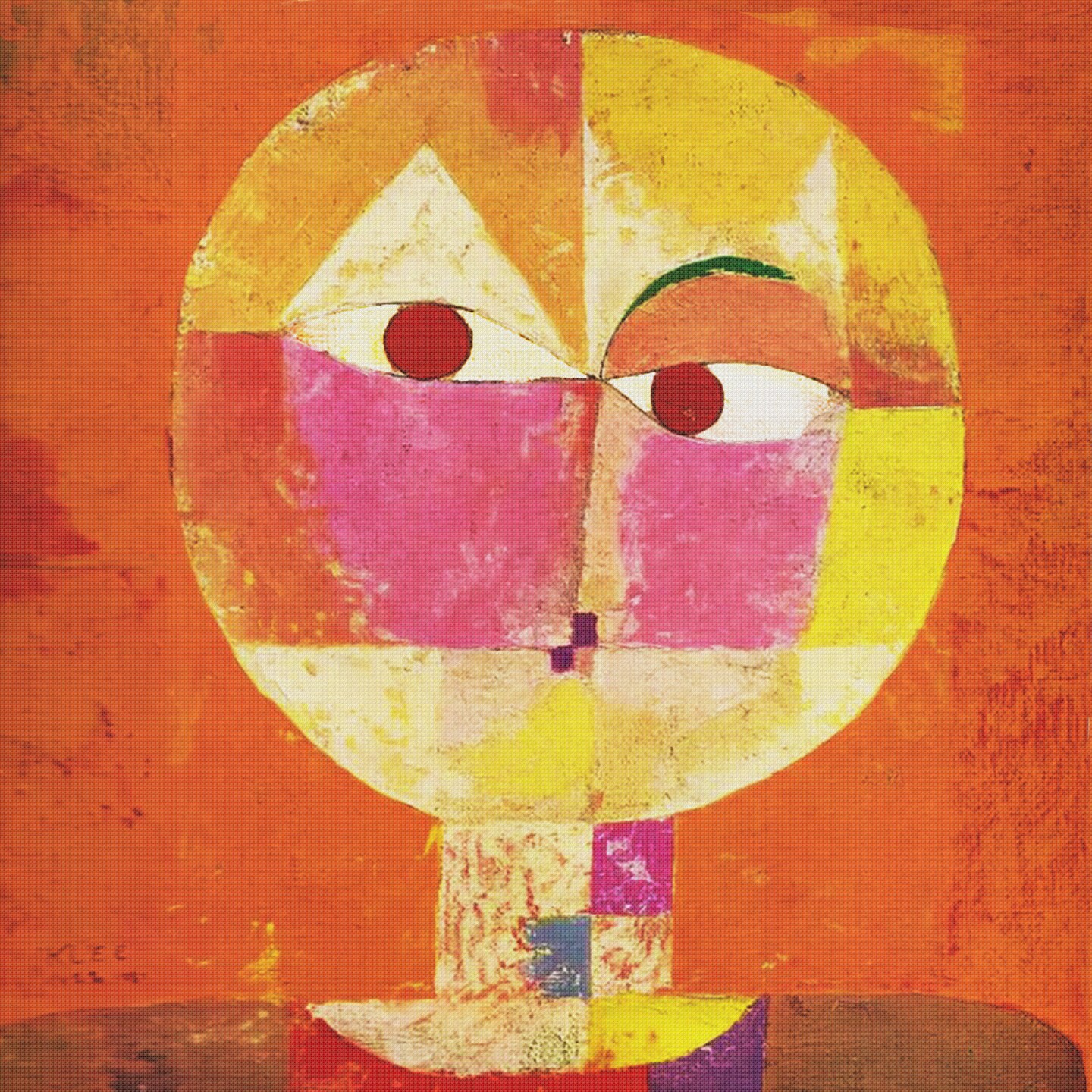 Senecio Detail-Square by Expressionist Artist Paul Klee Counted Cross Stitch Pattern