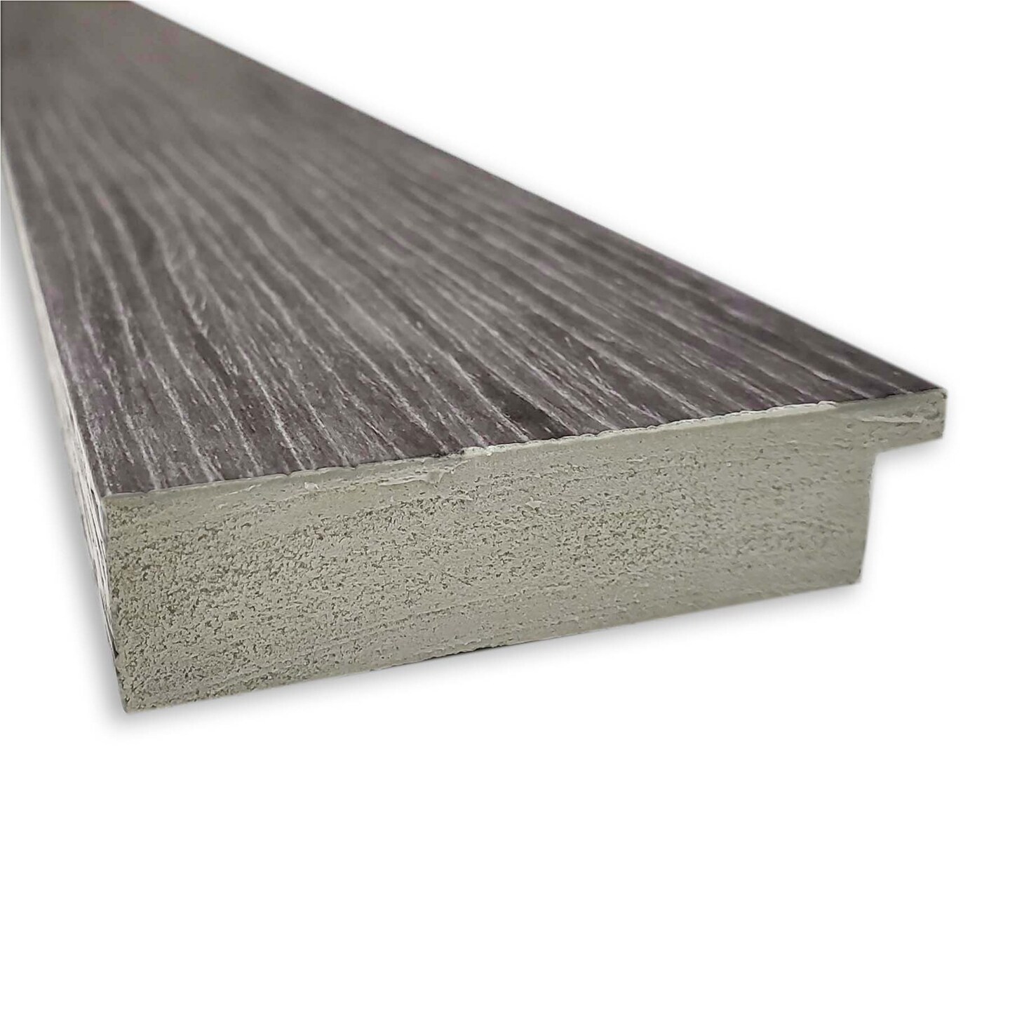 Beveled Bathroom Wall Mirror, Pinstripe Plank Grey Frame
