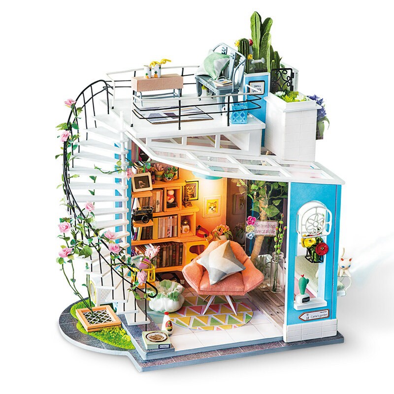 Robotime Wooden Dollhouse with Furniture & Light DIY Miniature House  Perfect Gift for Boys and Girls