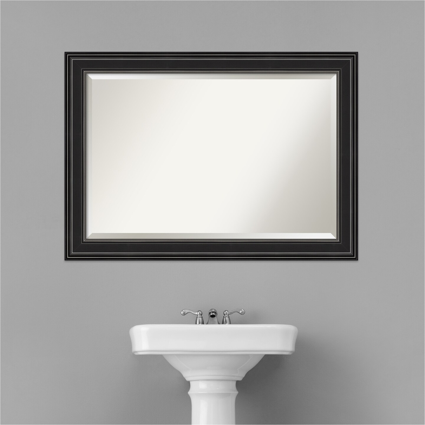 Beveled Bathroom Wall Mirror, Ridge Frame