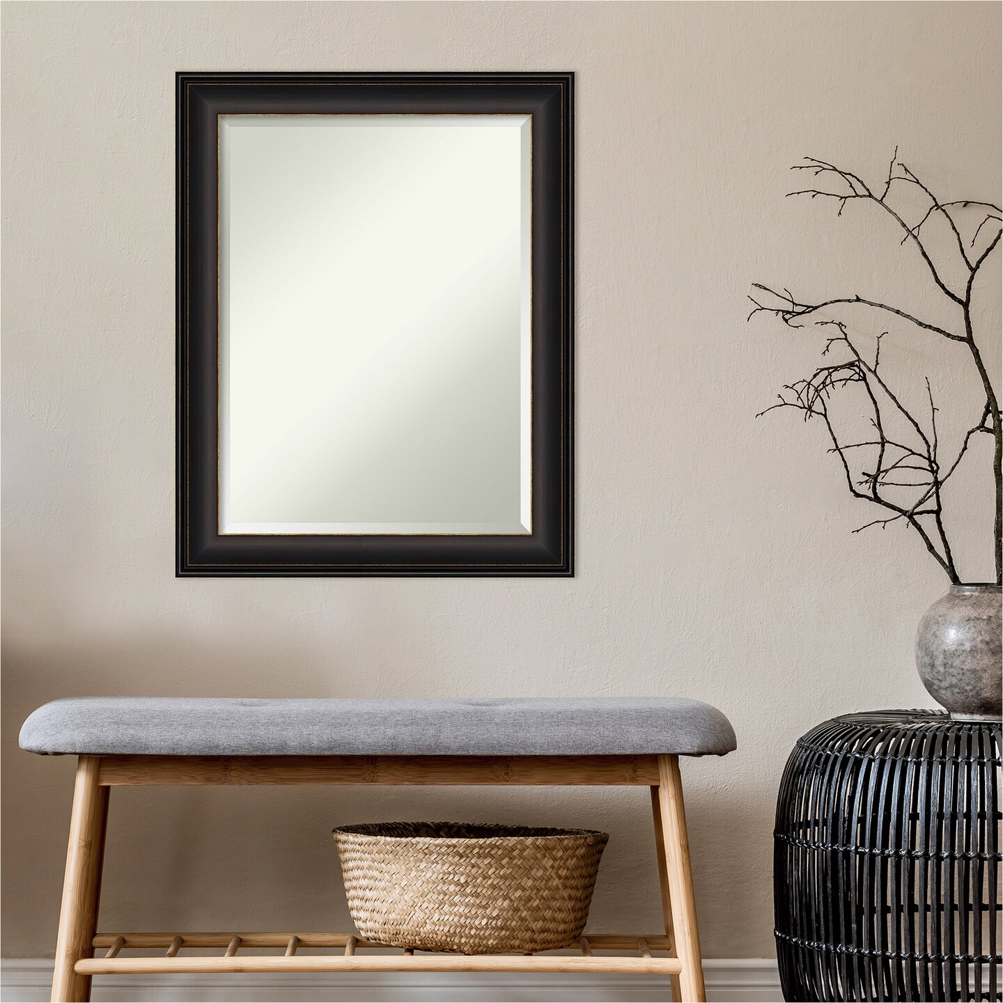 Beveled Bathroom Wall Mirror, Trio Oil Rubbed Bronze Frame