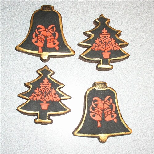 Christmas Cookie Stencils: Christmas Tree, Angel, Bells | C164 by Designer Stencils | Cookie Decorating Tools | Baking Stencils for Royal Icing, Airbrush, Dusting Powder | Reusable Plastic Food Grade Stencil for Cookies | Easy to Use &#x26; Clean Stencil