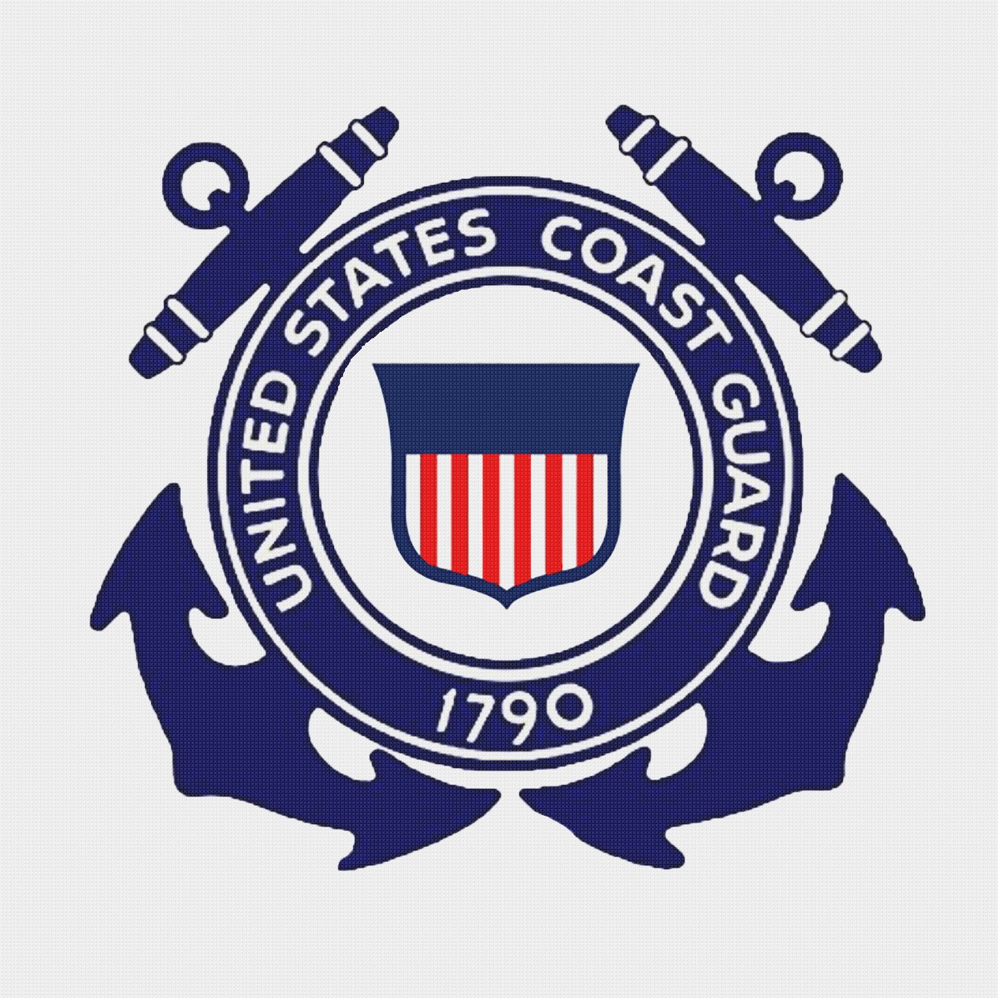 US American Coast Guard Crest Insignia Emblem Counted Cross Stitch ...