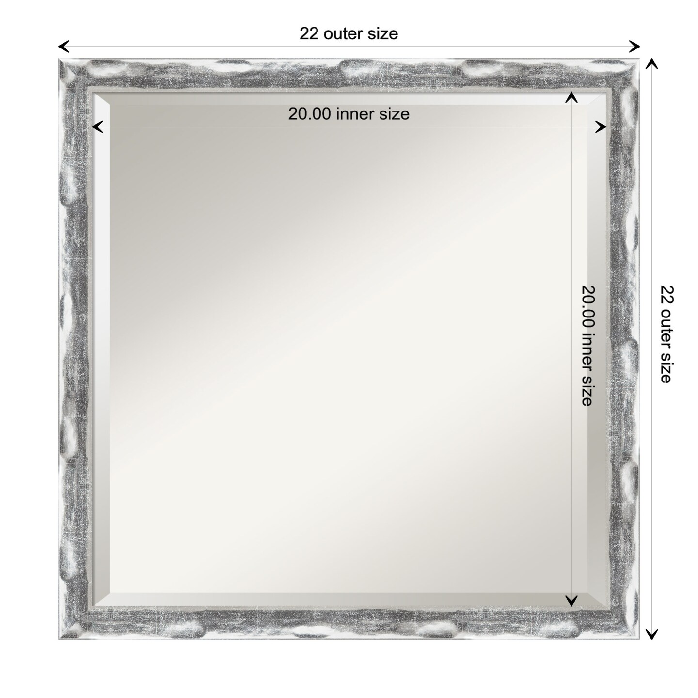 Beveled Bathroom Wall Mirror, Scratched Wave Chrome Frame
