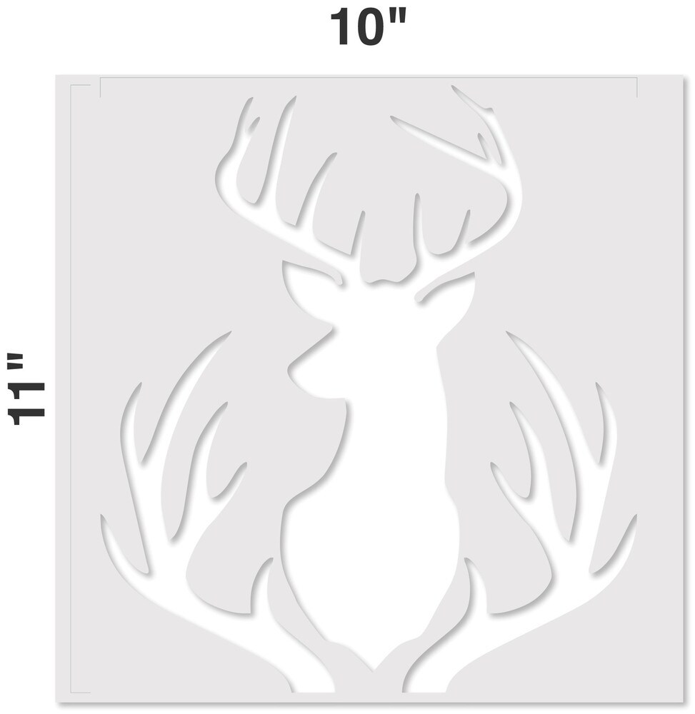 Buck Mount and Antlers Embossing 12 x 12 Stencil | FS044 by Designer Stencils | Animal &#x26; Nature Stencils | Reusable Stencils for Painting on Wood, Wall, Tile, Canvas, Paper, Fabric, Furniture, Floor | Reusable Stencil for Home Makeover