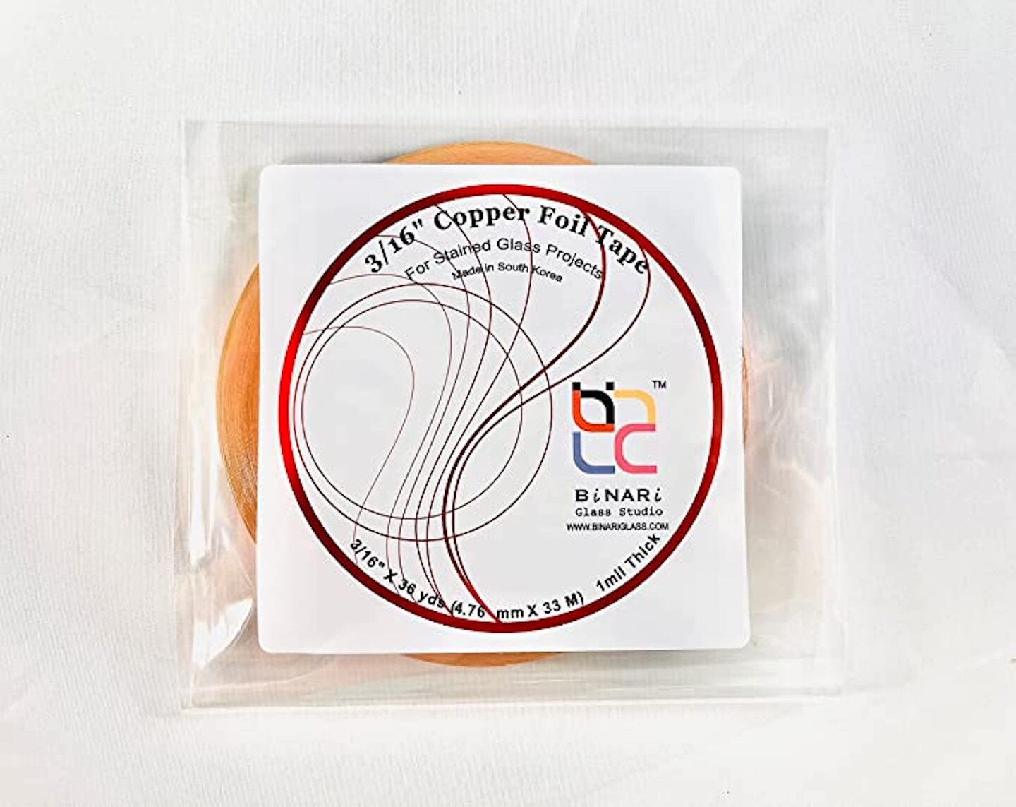 BiNARi 3/16 in Copper or Black Backed Copper Foils - Stained Glass Foil Tape (3 Rolls)