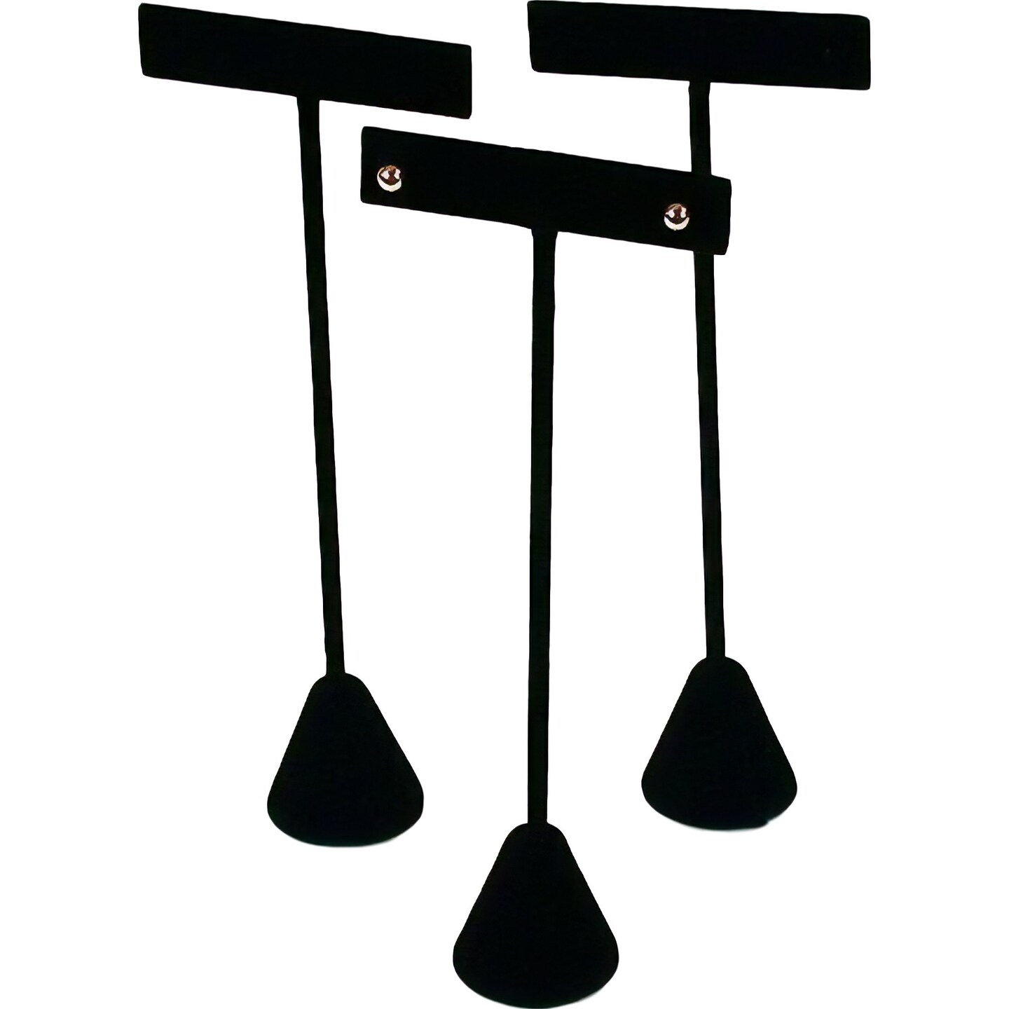 3 Black Velvet Earring T Stand Displays 6 1/2&#x22;
