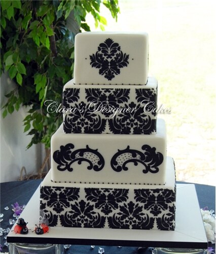 Martha Stewart&#x27;s Five Tier Damask Cake Stencil Set | C406 by Designer Stencils | Cake Decorating Tools | Baking Stencils for Royal Icing, Airbrush, Dusting Powder | Reusable Plastic Food Grade Stencil for Cakes | Easy to Use &#x26; Clean Cake Stencil
