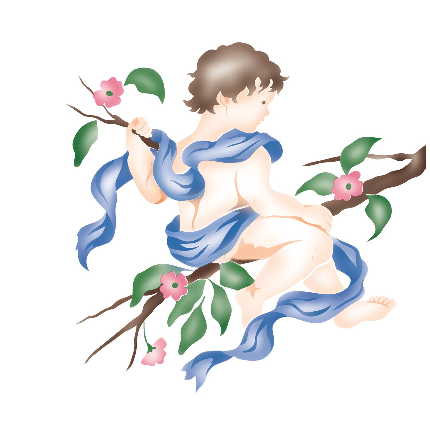 Large Cherub in Profile Wall Stencil | 1927 by Designer Stencils | Reusable Art Craft Stencils for Painting on Walls, Canvas, Wood | Reusable Plastic Paint Stencil for Home Makeover | Easy to Use &#x26; Clean Art Stencil