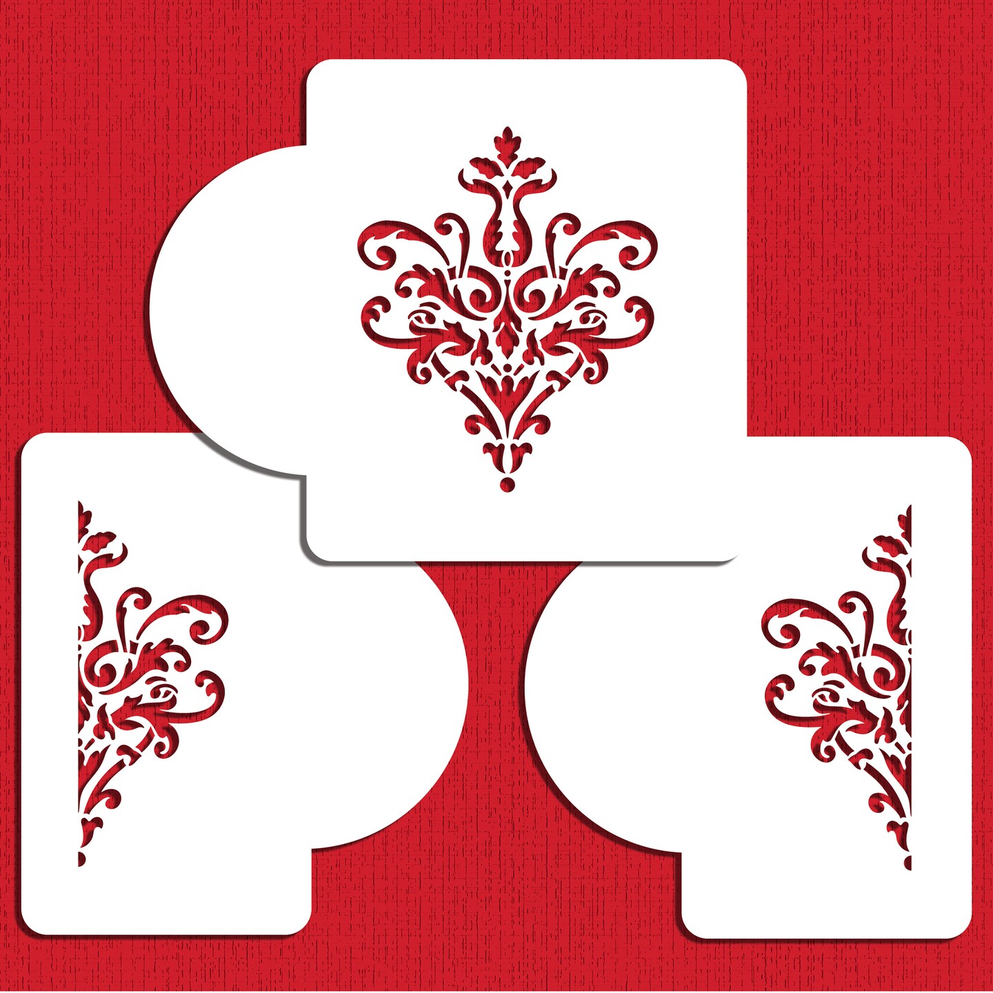 Lace Cake Stencil Set #2 | C363 by Designer Stencils | Cake Decorating Tools | Baking Stencils for Royal Icing, Airbrush, Dusting Powder | Reusable Plastic Food Grade Stencil for Cakes | Easy to Use & Clean Cake Stencil