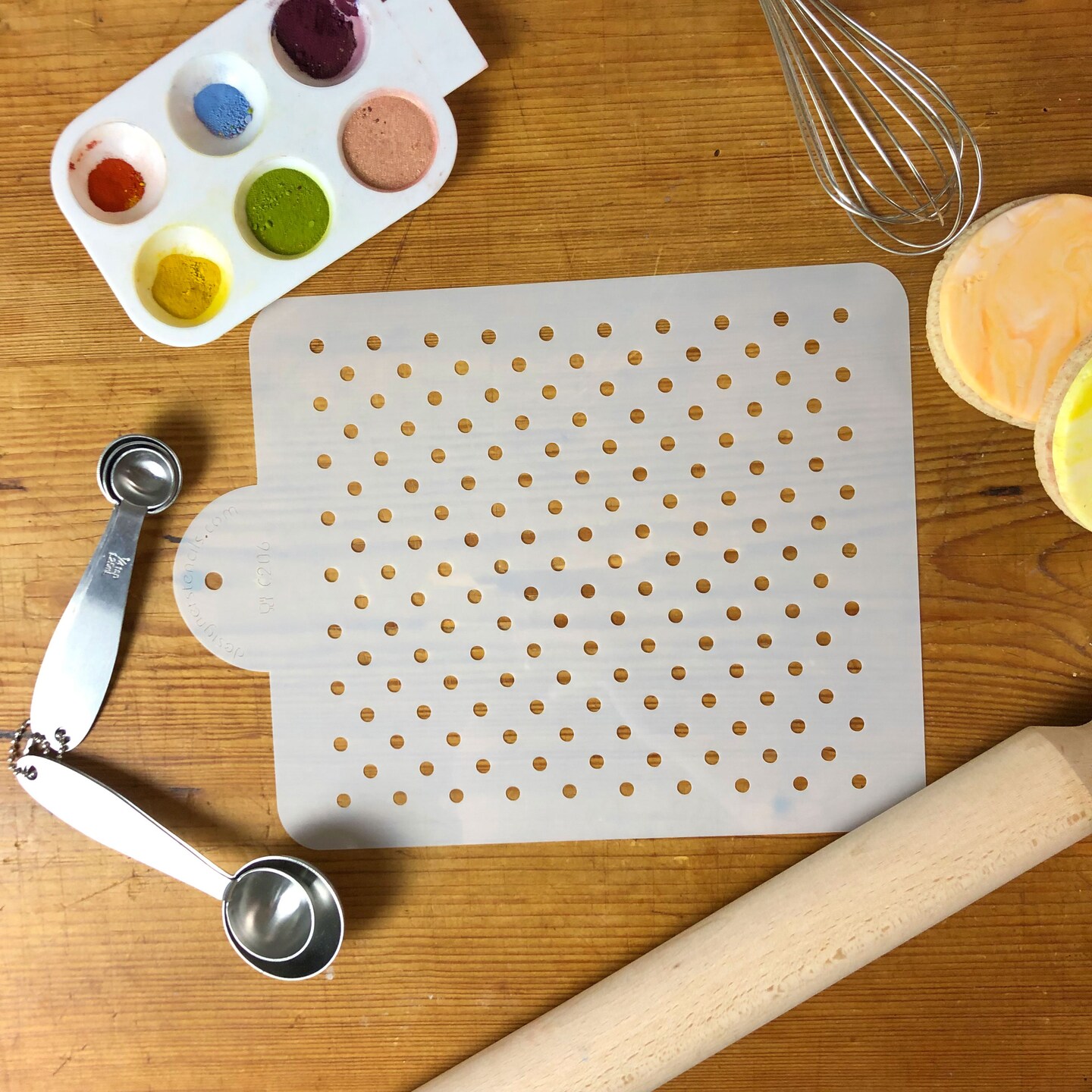 Mini Polka Dot Cake Stencil | C206 by Designer Stencils | Cake Decorating Tools | Baking Stencils for Royal Icing, Airbrush, Dusting Powder | Reusable Plastic Food Grade Stencil for Cakes | Easy to Use &#x26; Clean Cake Stencil