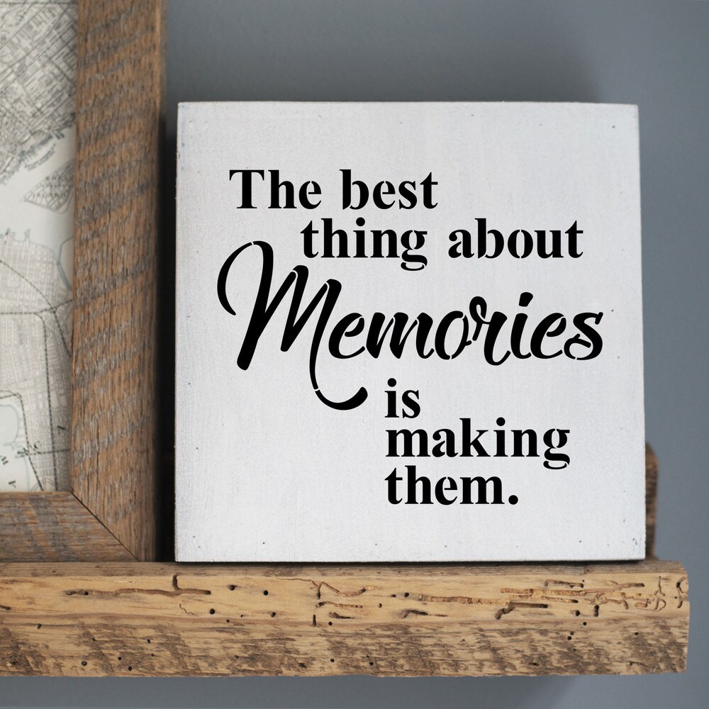 Making Memories Saying Embossing 12 x 12 Stencil | FS074 by Designer Stencils | Word &#x26; Phrase Stencils | Reusable Stencils for Painting on Wood, Wall, Tile, Canvas, Paper, Fabric, Furniture, Floor | Reusable Stencil for Home Makeover