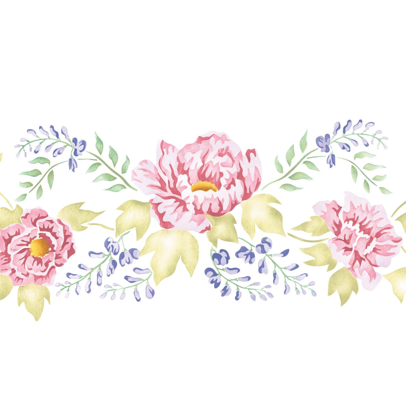 Large Peony and Hydrangea Wall Stencil | 1829 by Designer Stencils | Floral Stencils | Reusable Art Craft Stencils for Painting on Walls, Canvas, Wood | Reusable Plastic Paint Stencil for Home Makeover | Easy to Use & Clean Art Stencil