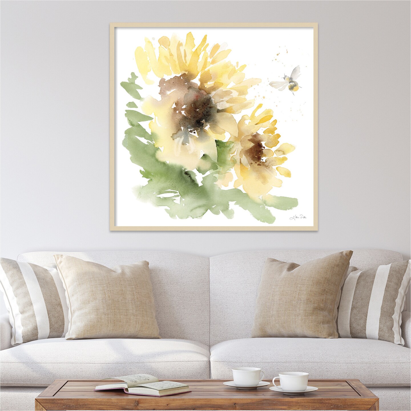 Sunflower Meadow II by Katrina Pete Wood Framed Wall Art Print 41 in. W x 41 in. H