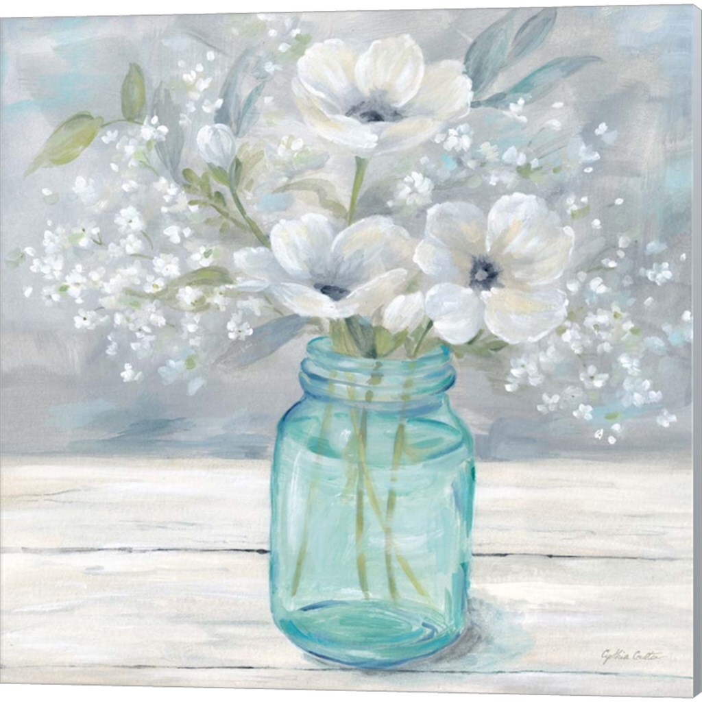 Vintage Jar Bouquet By Cynthia Coulter 14" X 14" Canvas Wall Art (Set ...