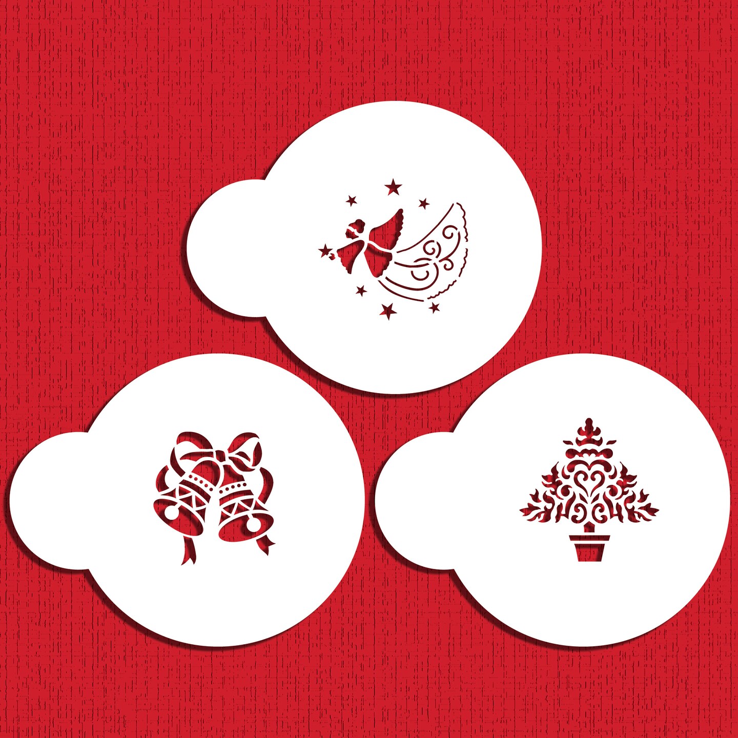 1.5-Inch Small Christmas Cookie & Cupcake Stencils: Christmas Tree, Angel, Bells | C194 by Designer Stencils |