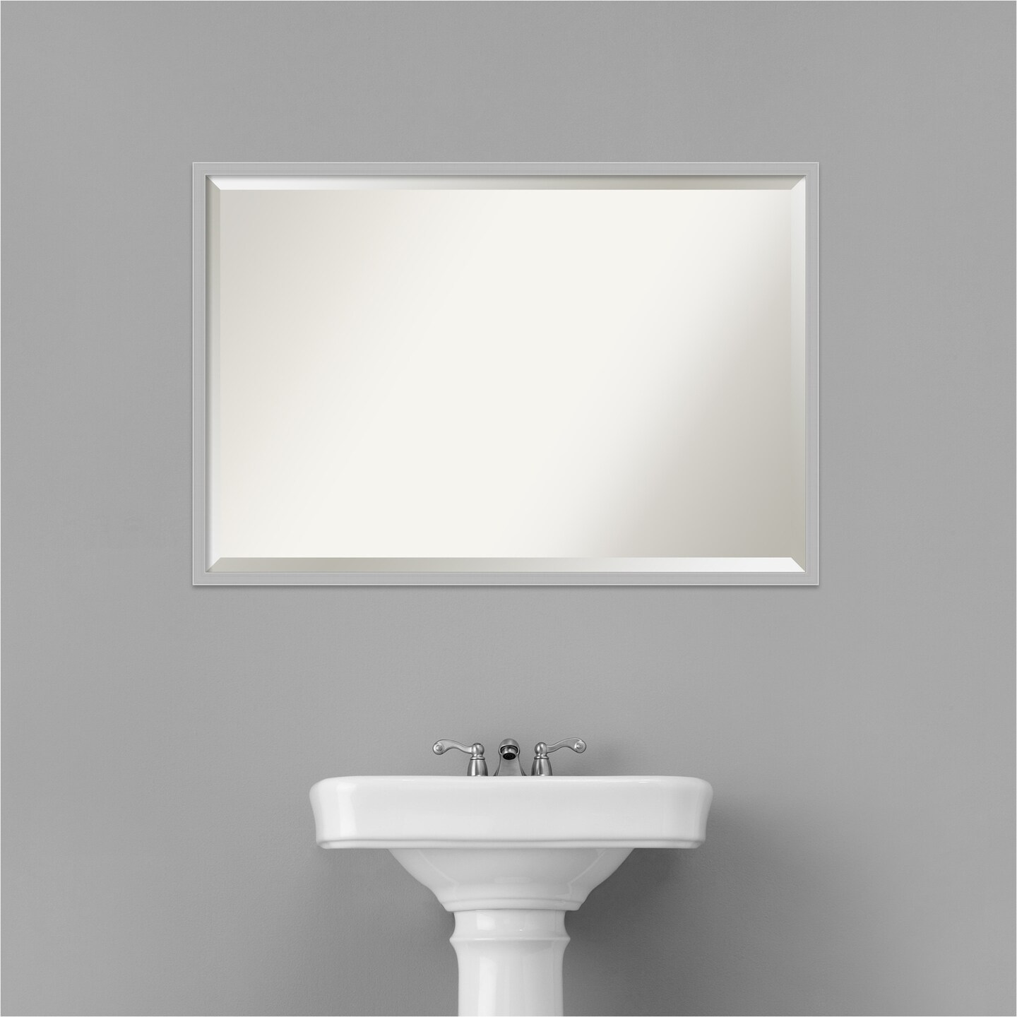 Beveled Bathroom Wall Mirror, Hera Chrome Frame