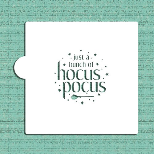 Hocus Pocus Cookie &#x26; Craft Stencil | CM156 by Designer Stencils | Cookie Decorating Tools | Baking Stencils for Royal Icing, Airbrush, Dusting Powder | Craft Stencils for Canvas, Paper, Wood | Reusable Food Grade Stencil