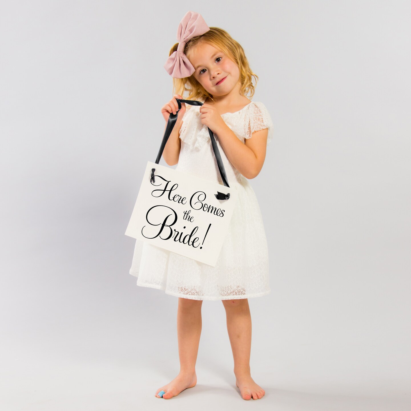 Ring Bearer Sign - "Here Comes the Bride" - Black & White | Ritzy Rose