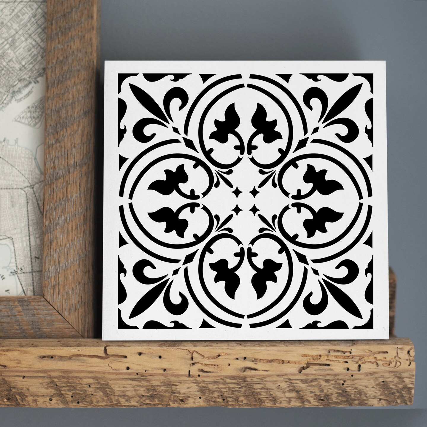 Scroll Tile Embossing 12 x 12 Stencil | FS115 by Designer Stencils | Pattern Stencils | Reusable Stencils for Painting on Wood, Wall, Tile, Canvas, Paper, Fabric, Furniture, Floor | Try Instead of a Wallpaper | Easy to Use &#x26; Clean