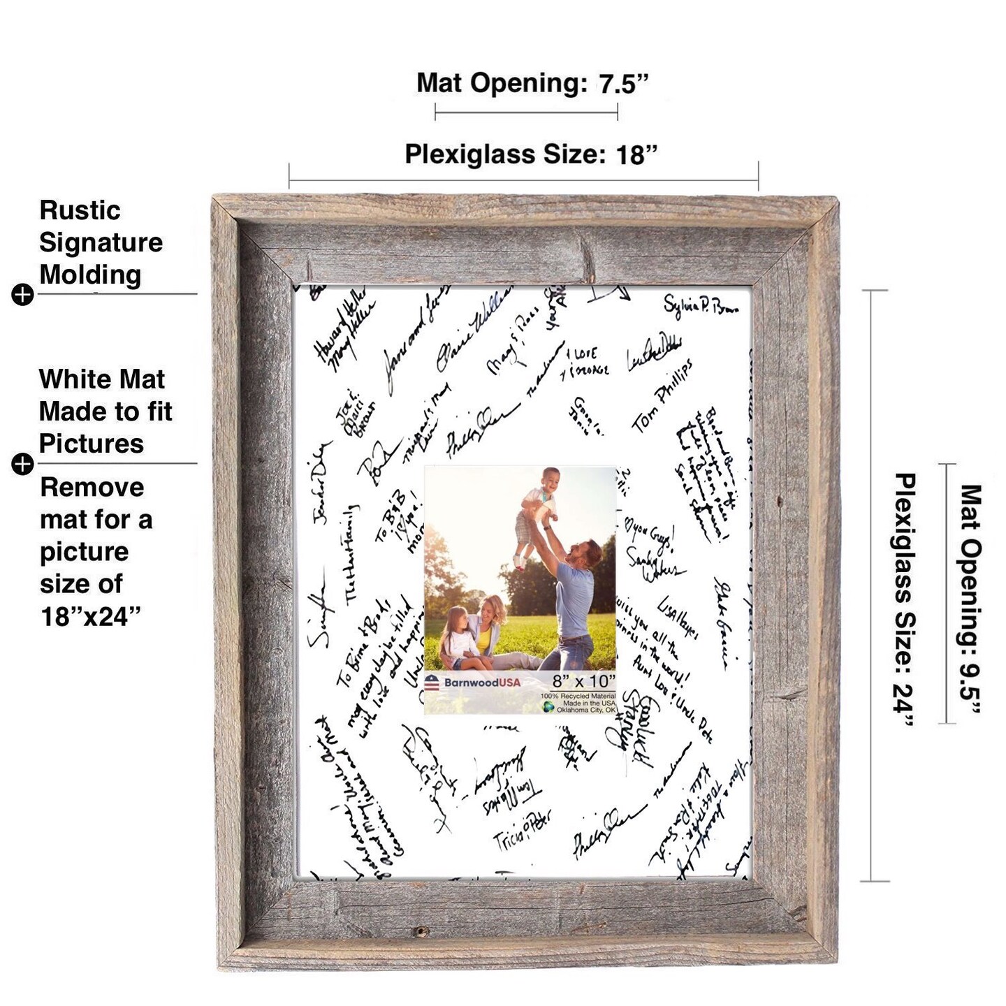 Rustic Farmhouse Wedding Picture Frames with Signature Mat Wall