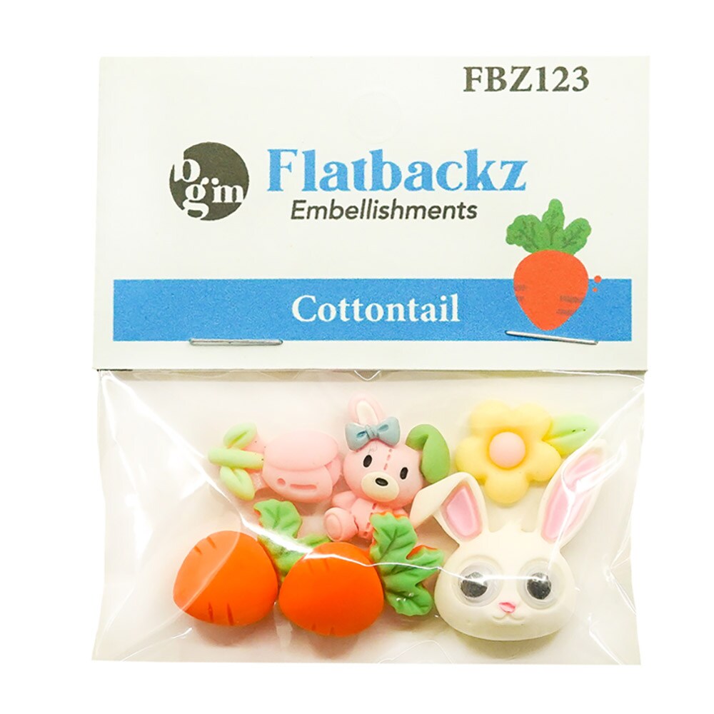 Buttons Galore Flatback Embellishments for Crafts - Cottontail - 18 Pieces