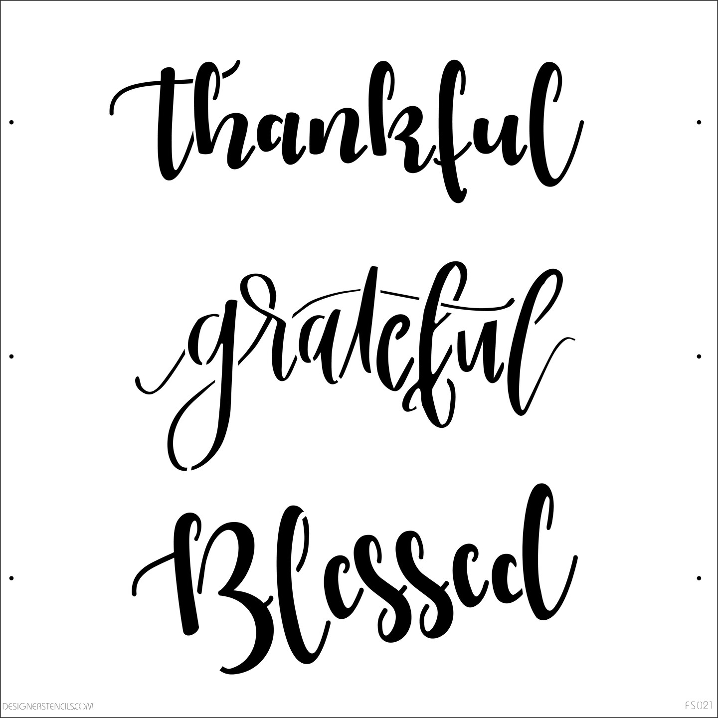 Thankful, Grateful, Blessed Embossing 12 x 12 Stencil | FS021 by Designer Stencils | Word &#x26; Phrase Stencils | Reusable Stencils for Painting on Wood, Wall, Tile, Canvas, Paper, Fabric, Furniture, Floor | Stencil for Home Makeover